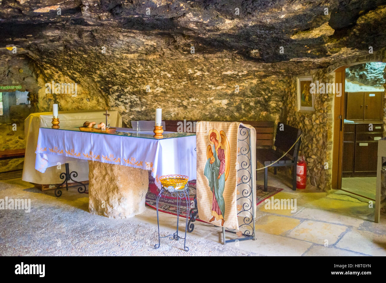 The cave where the angels announced the Jesus's Birth to the shepherds Stock Photo