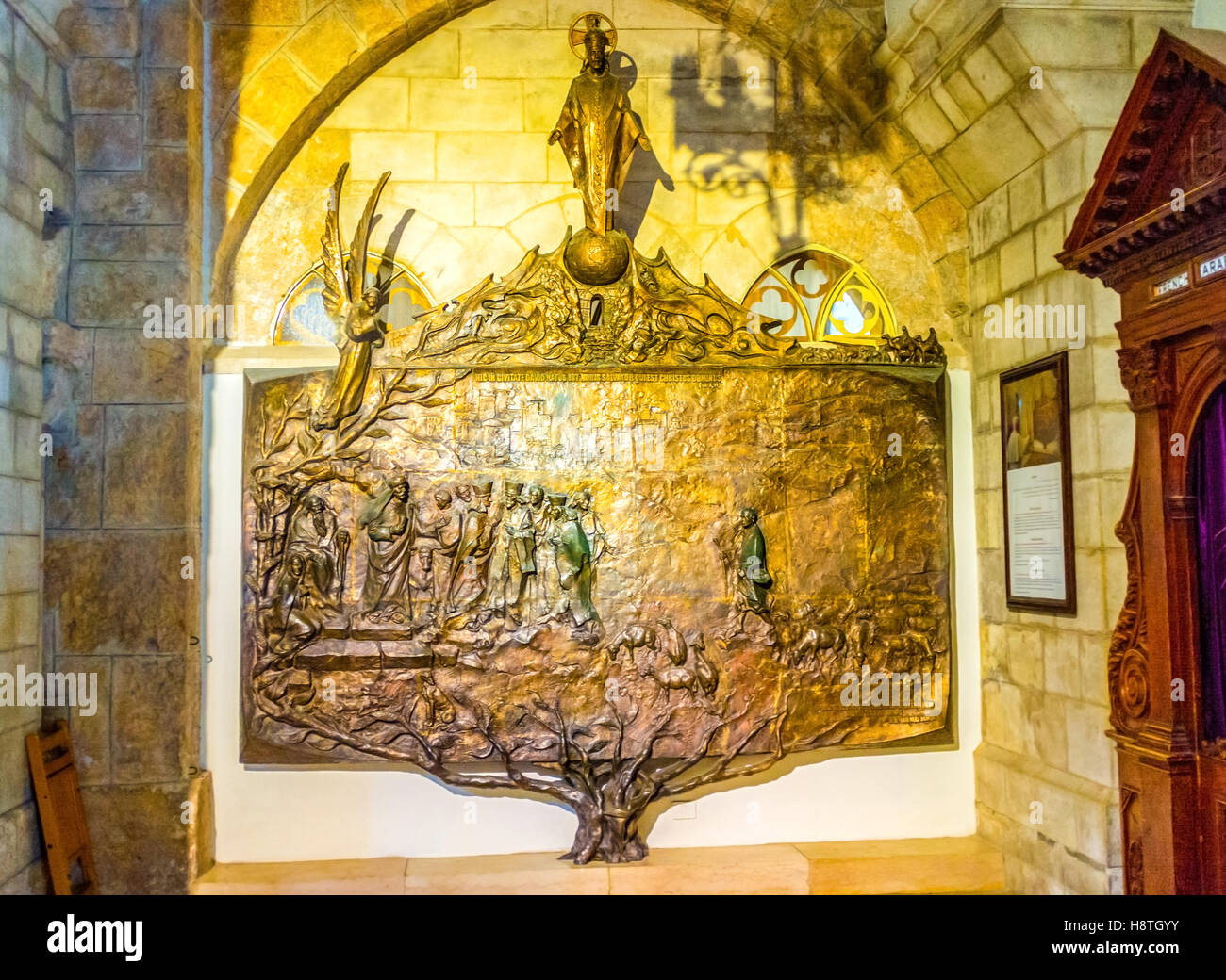 The bronze relief of the Tree of Jesse in the Church of St. Catherine Stock Photo