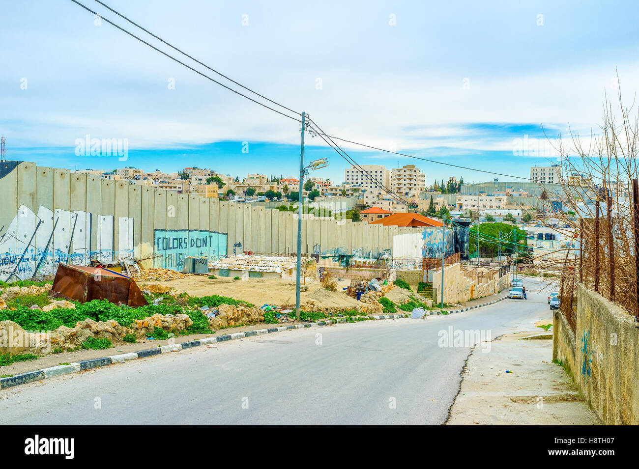 The separation wall along the street in Bethlehem Stock Photo