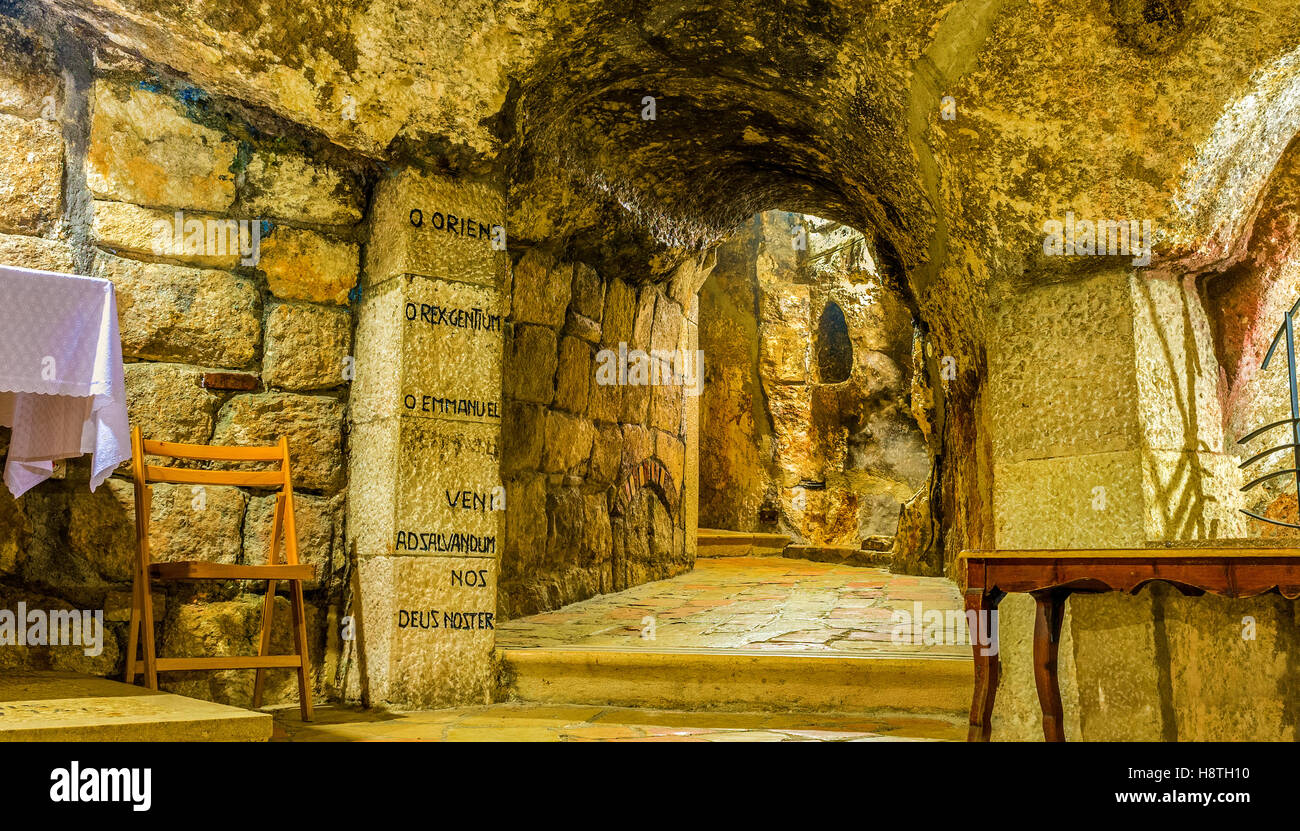 The crypt in the cave under the Church of the Nativity is the holiest place in the city Stock Photo