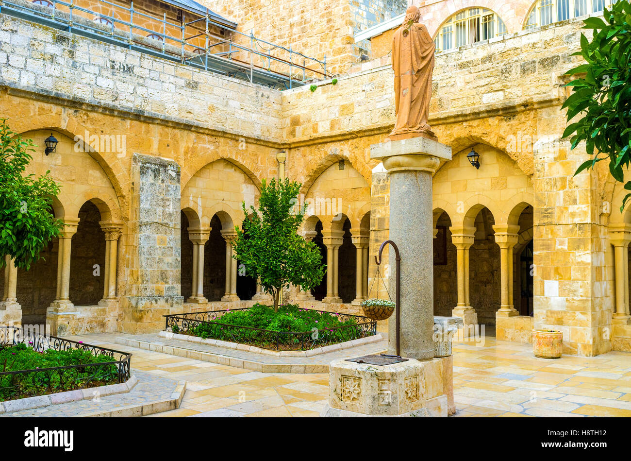 The inner courtyard of the Church of the Nativity Stock Photo