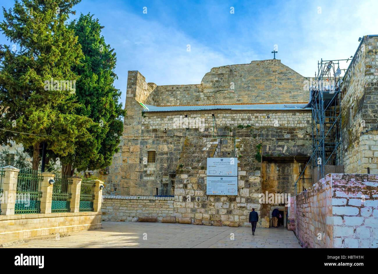 The main historical entrance to the Church of the Nativity from the Nativity Square Stock Photo
