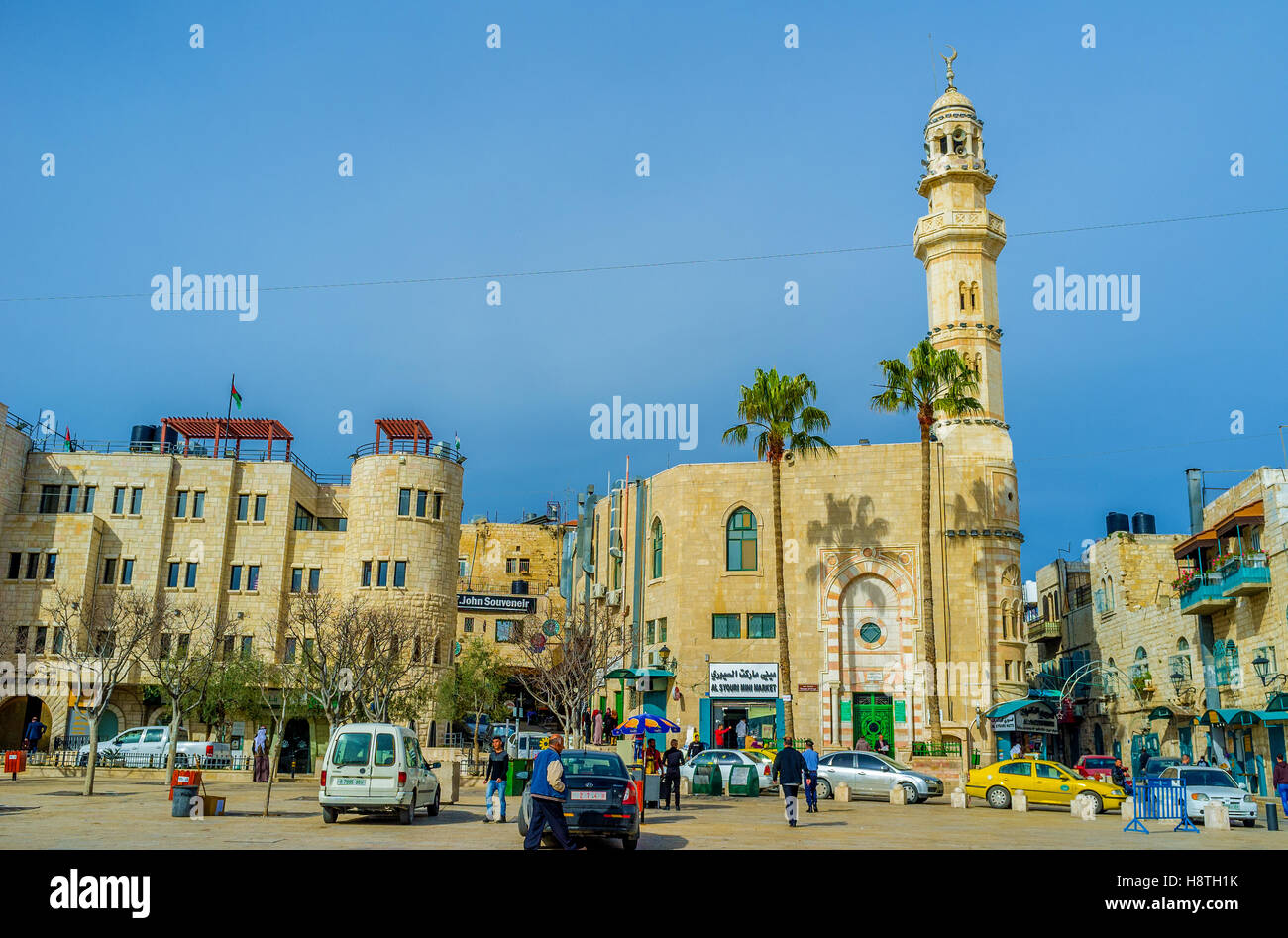 The Manger Square is the logical square of the city with all landmarks around it Stock Photo