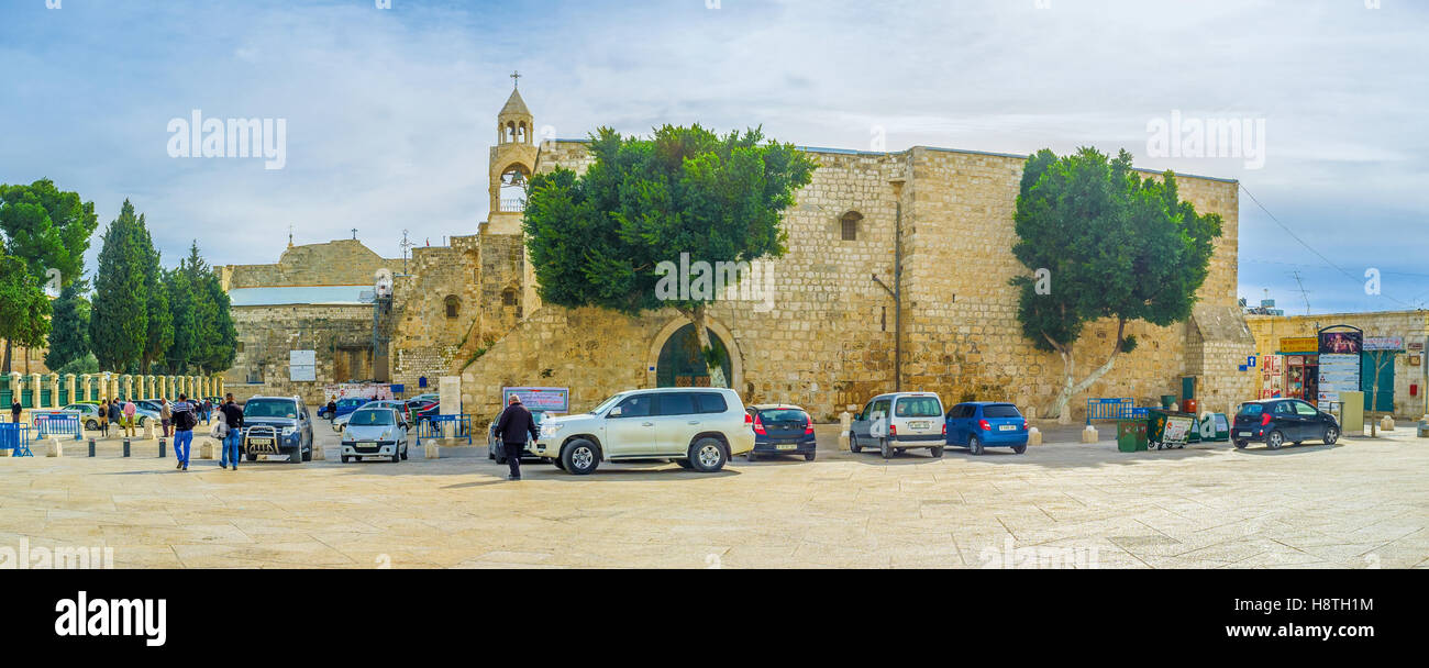 The Church of the Nativity is the main landmark and the holiest place in the city Stock Photo