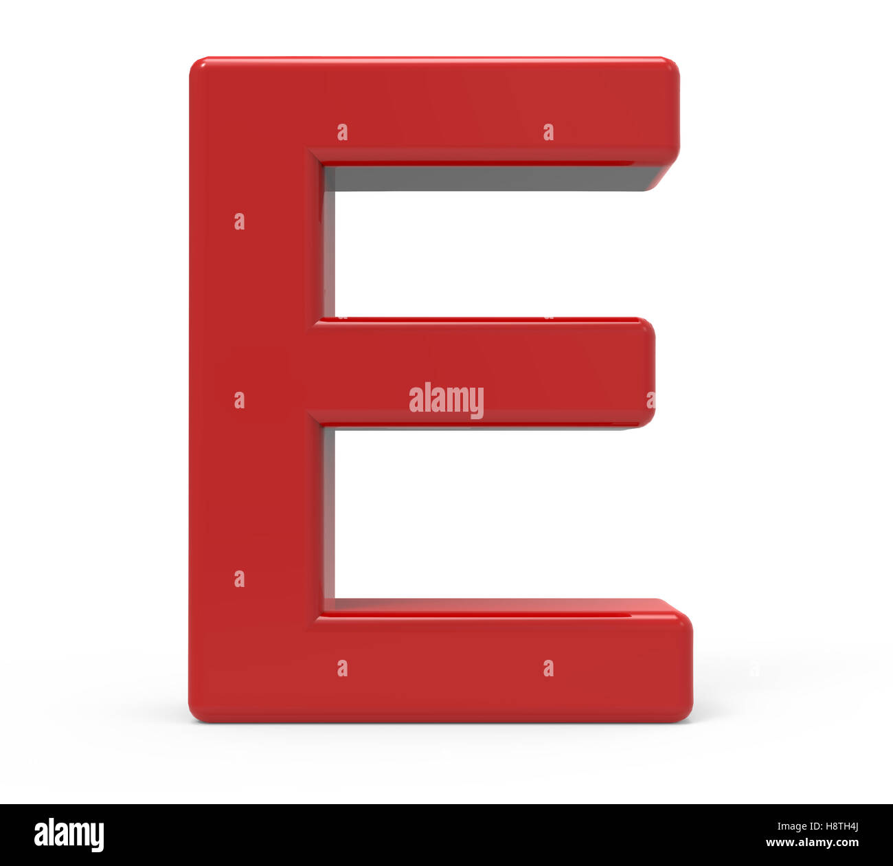 3d rendering red letter E isolated white background Stock Photo
