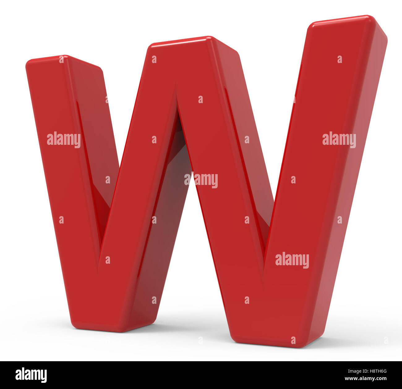 right leaning 3d rendering red letter W isolated white background Stock ...