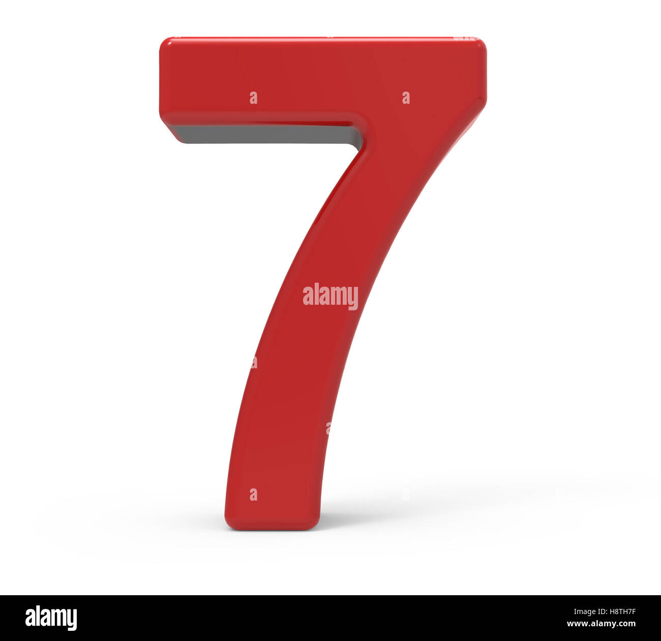 3d rendering red number 7 isolated white background Stock Photo