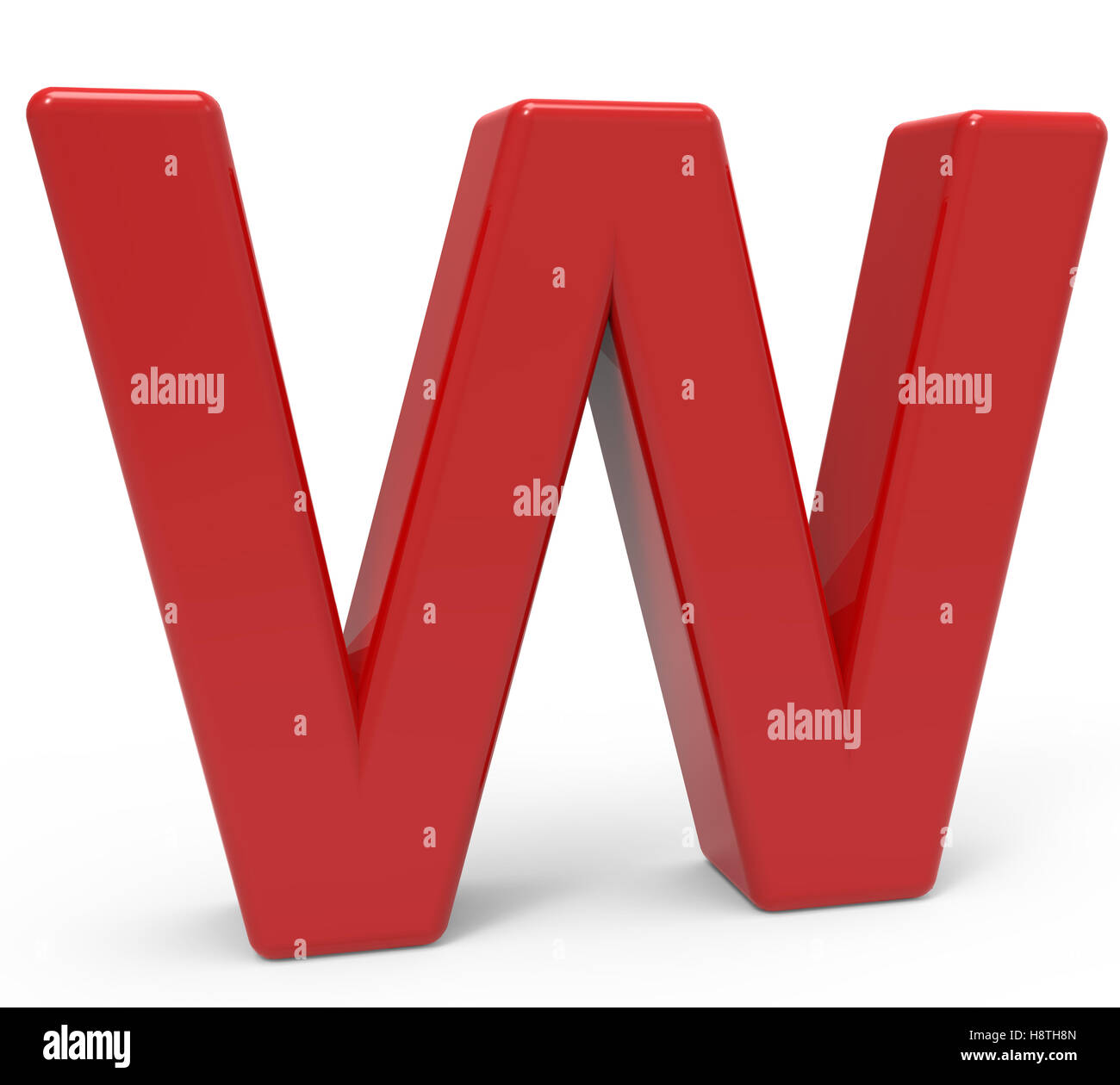 left leaning 3d rendering red letter W isolated white background Stock ...