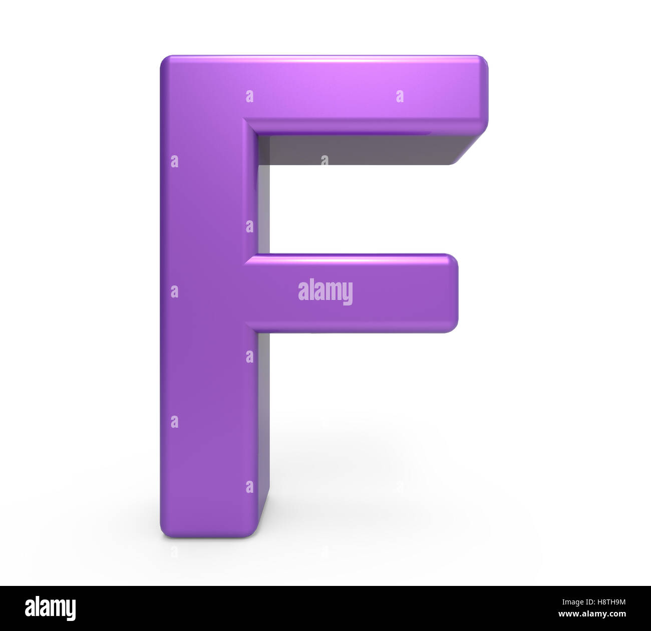3d rendering purple letter F isolated white background Stock Photo