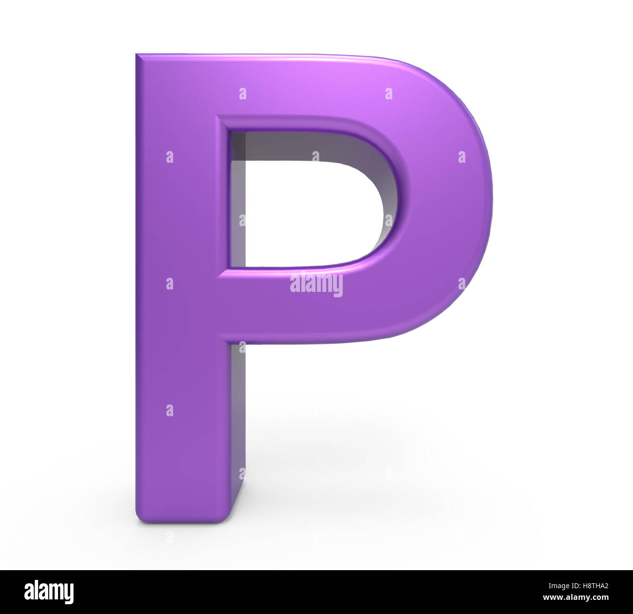 3d rendering purple letter P isolated white background Stock Photo