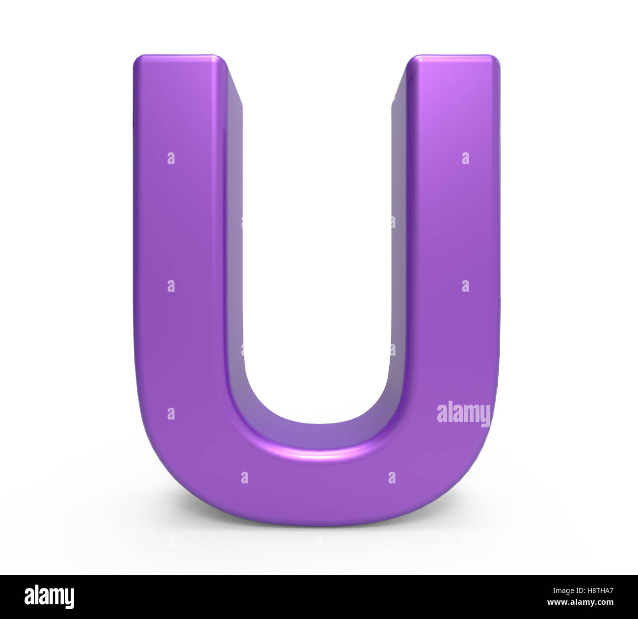 3d rendering purple letter U isolated white background Stock Photo