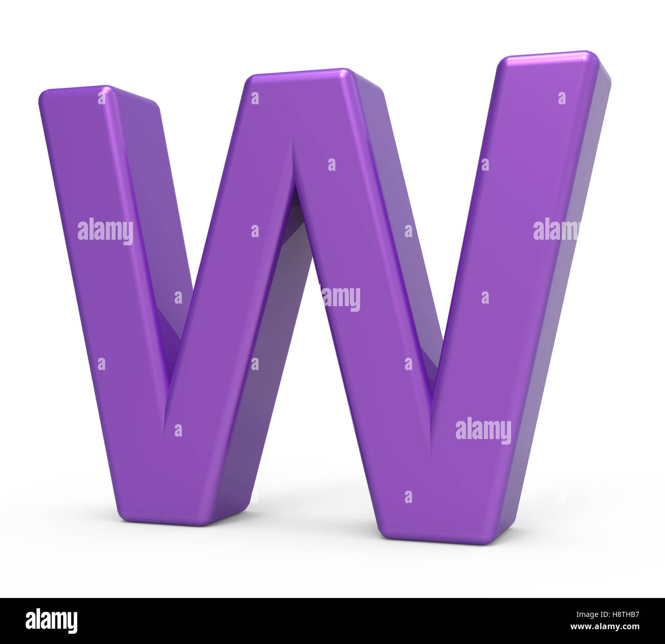 right leaning 3d rendering purple letter W isolated white background ...