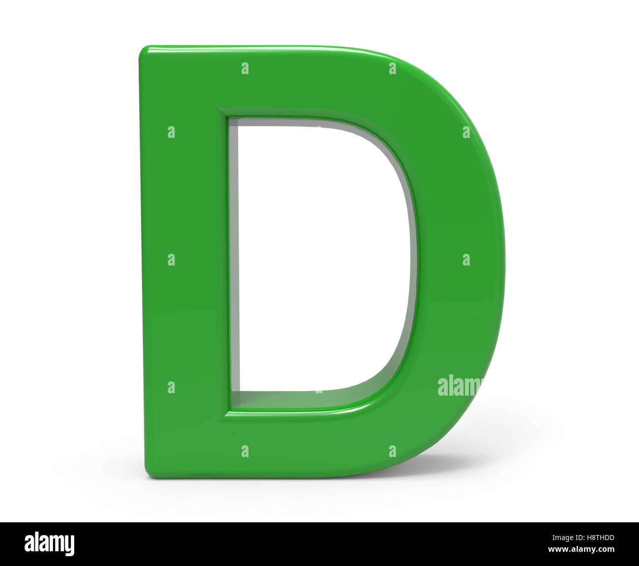 3d rendering green letter D isolated white background Stock Photo