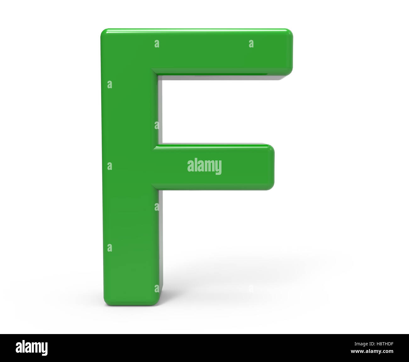 3d rendering green letter F isolated white background Stock Photo