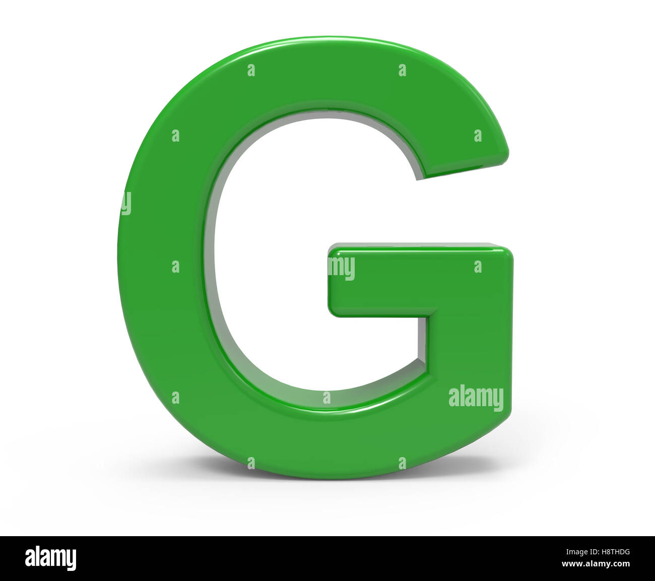 3d rendering green letter G isolated white background Stock Photo