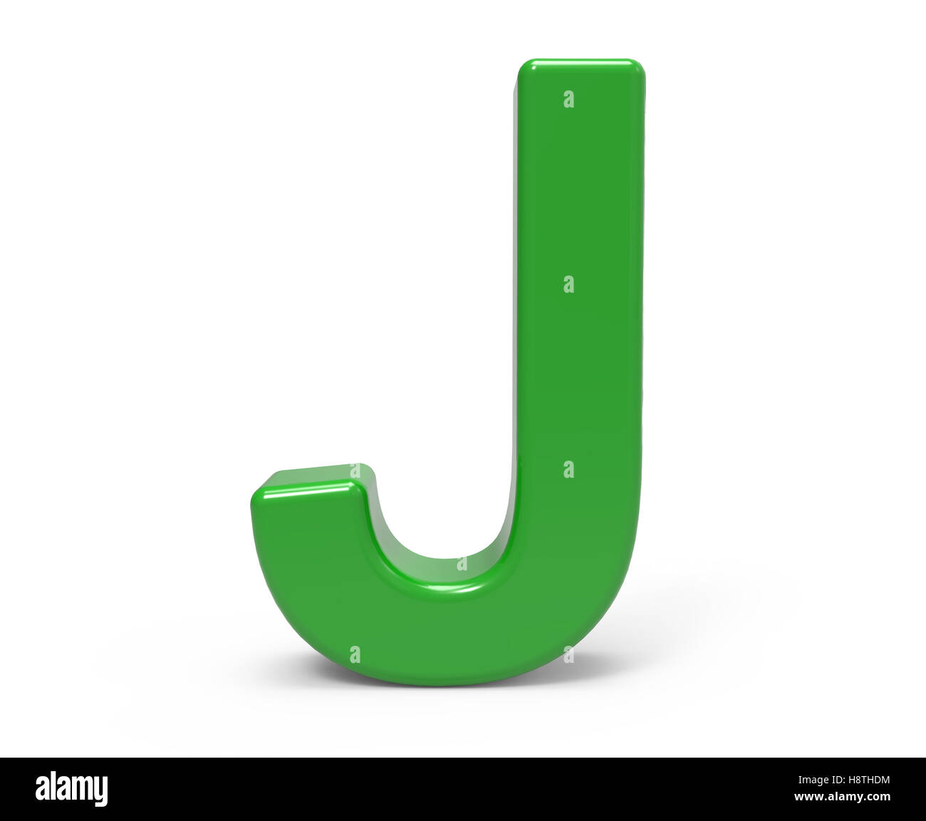 3d rendering green letter J isolated white background Stock Photo