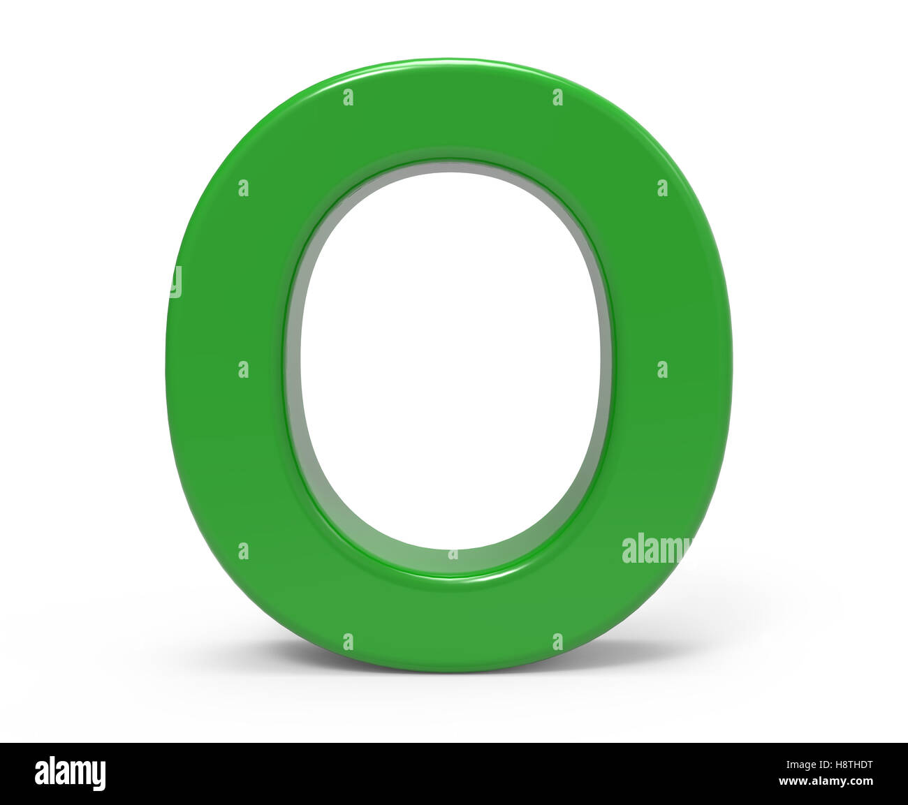 3d rendering green letter O isolated white background Stock Photo