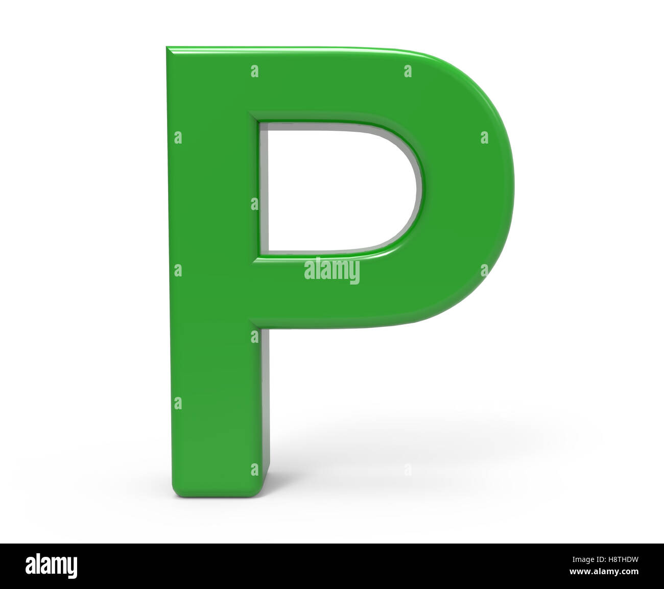 3d rendering green letter P isolated white background Stock Photo