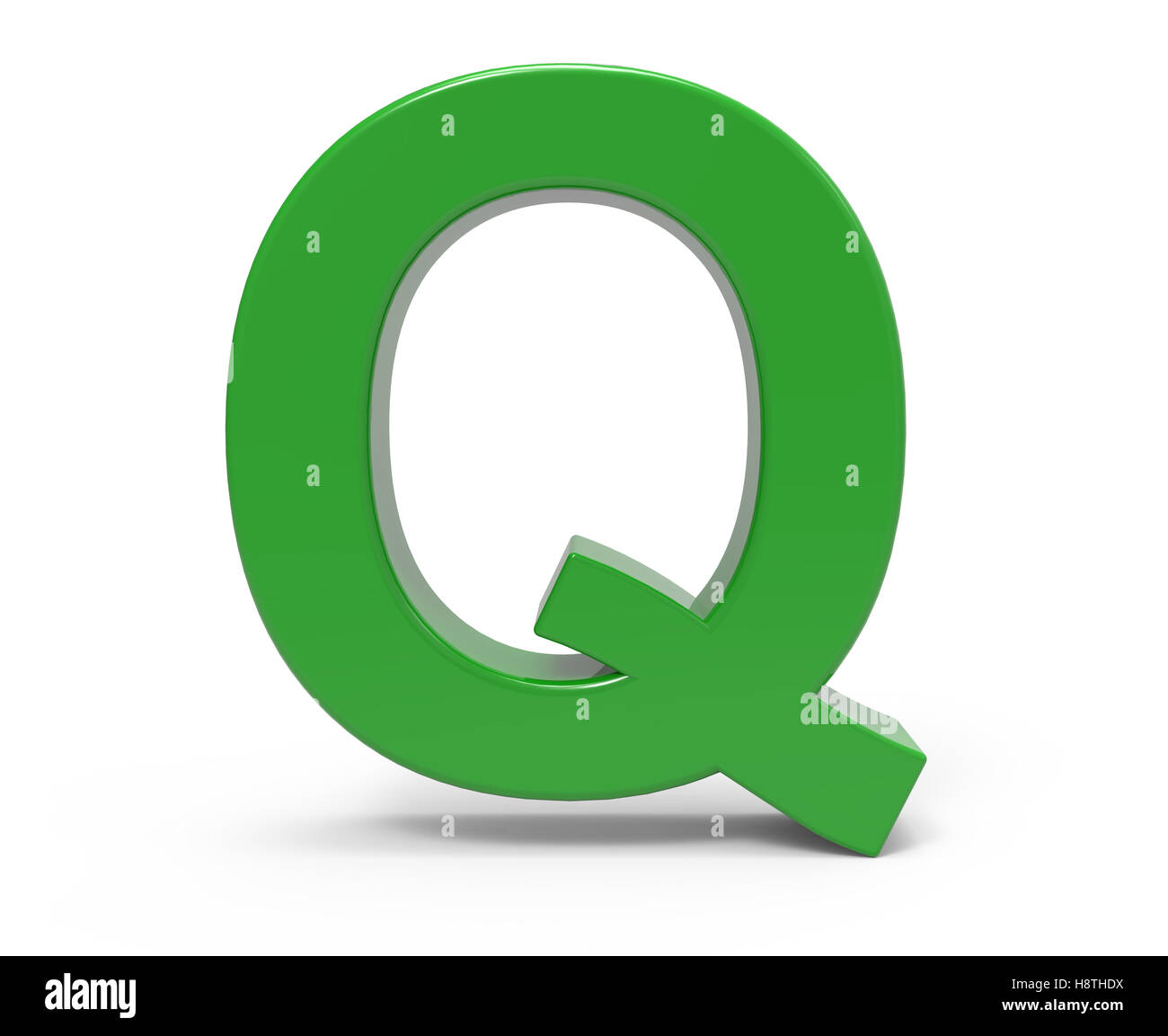 3d rendering green letter Q isolated white background Stock Photo