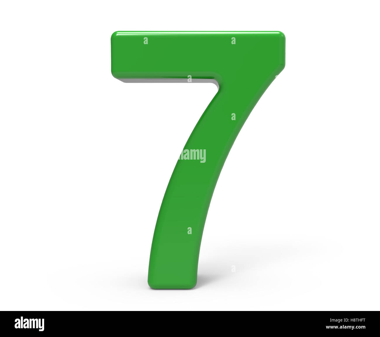 3d rendering green number 7 isolated white background Stock Photo