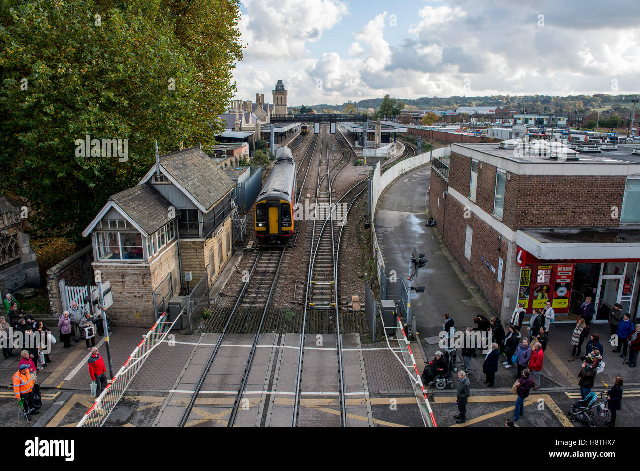 The busy level crossing at Lincoln Central Railway Station, Lincoln