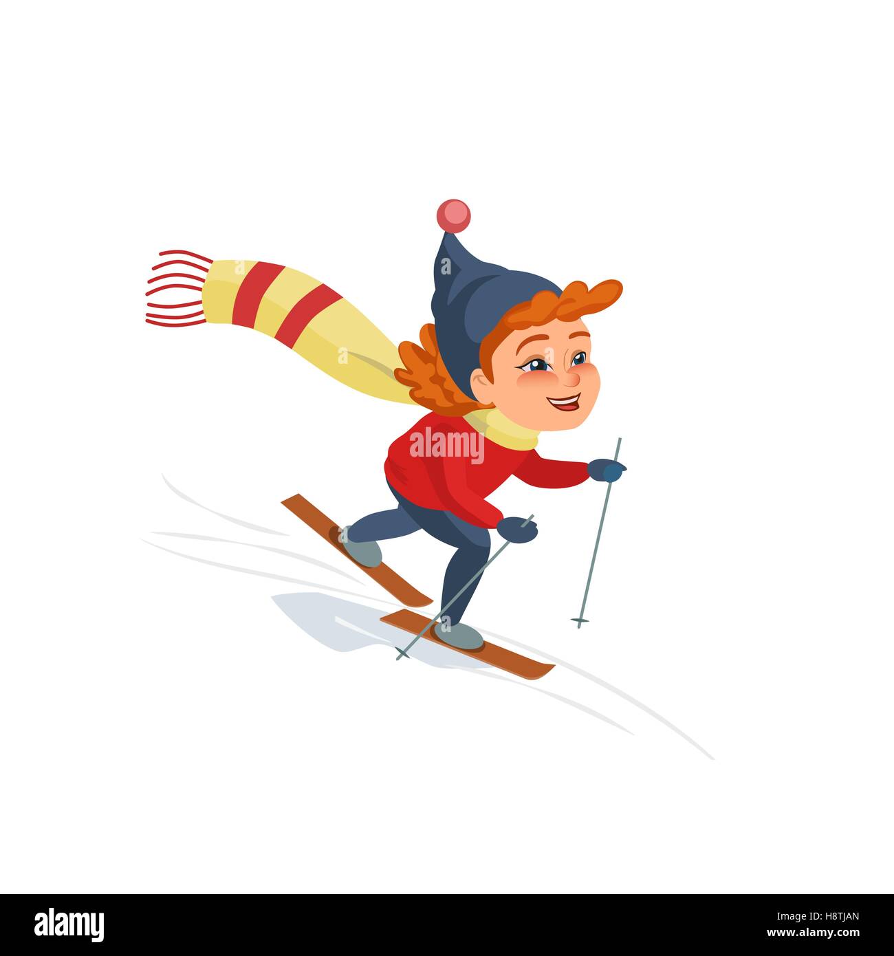 Cartoon skiing girl Stock Vector Image & Art Alamy