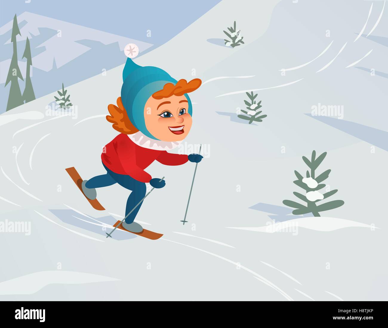 Cartoon skiing girl Stock Vector Image & Art Alamy