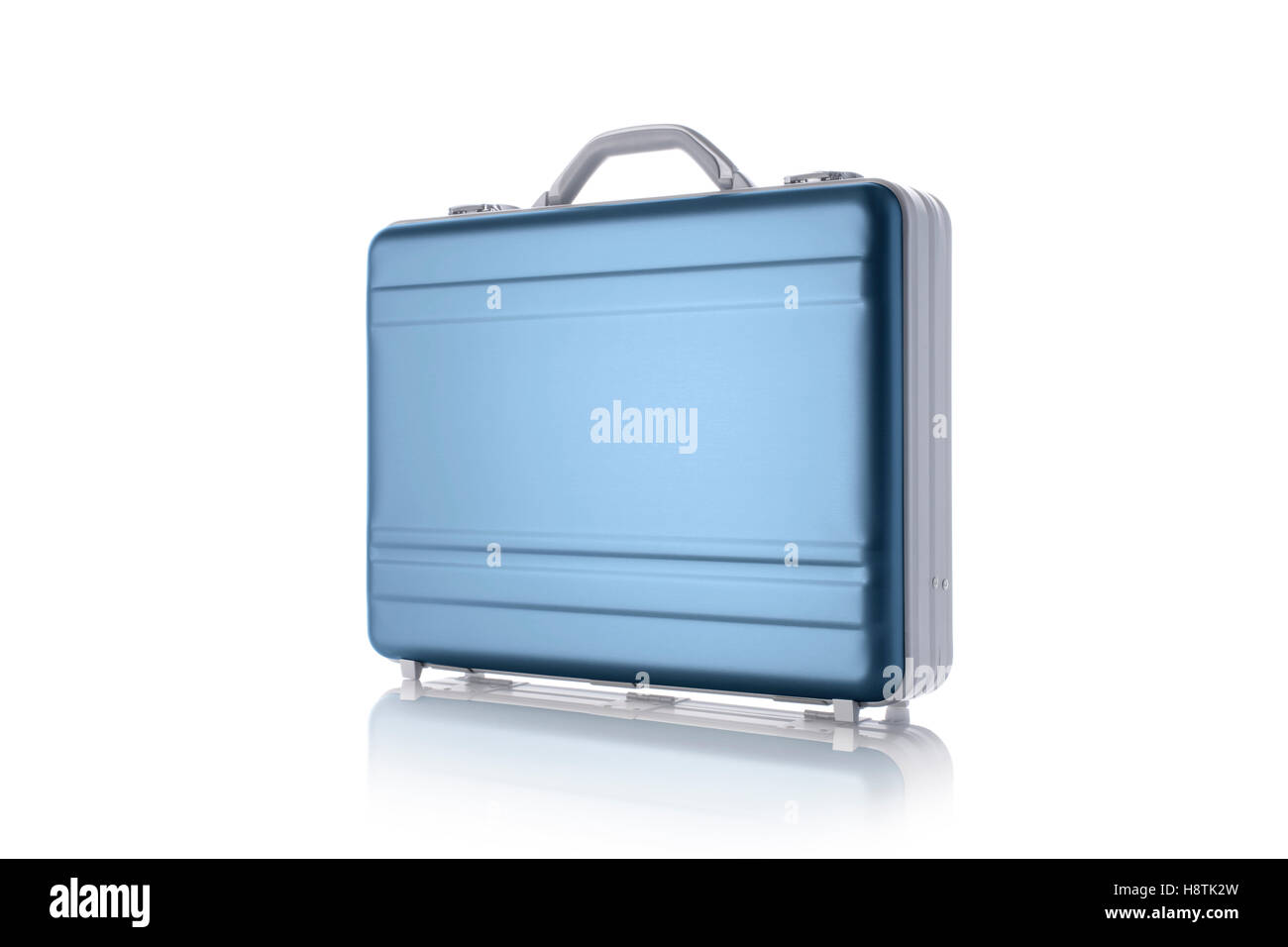 Metal blue briefcase isolated on the white background Stock Photo - Alamy
