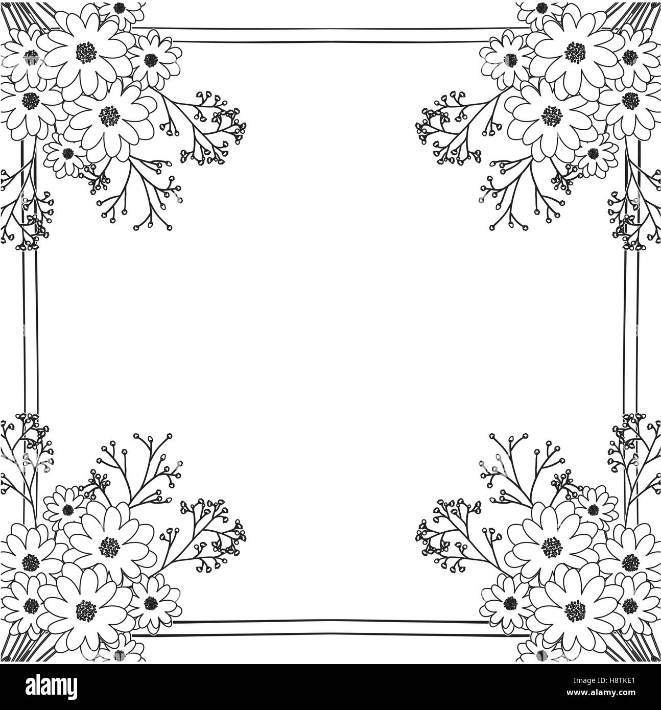 Flowers frame icon. Decoration rustic garden floral nature plant and ...