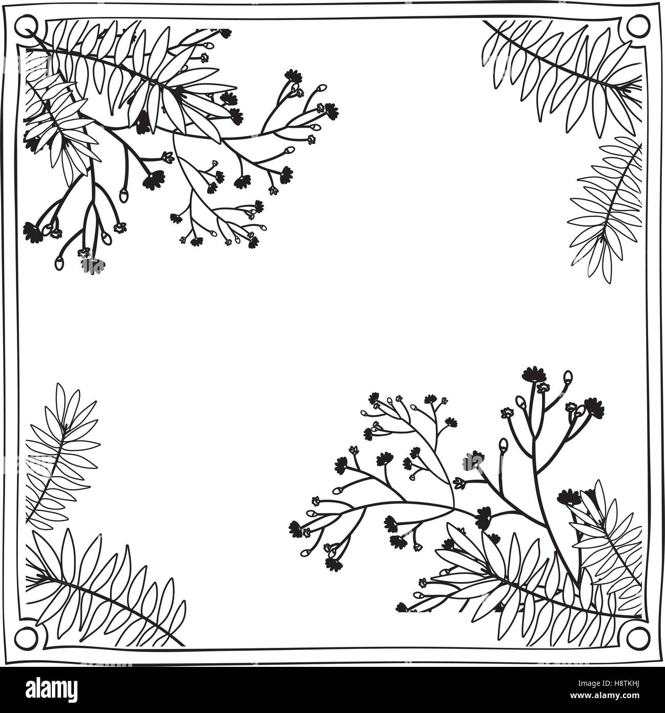 Flowers frame icon. Decoration rustic garden floral nature plant and ...