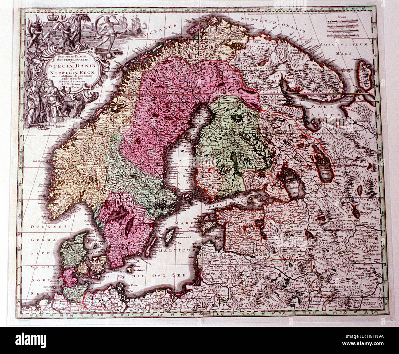 OLD MAP of the Nordic countries in the 1600s Stock Photo