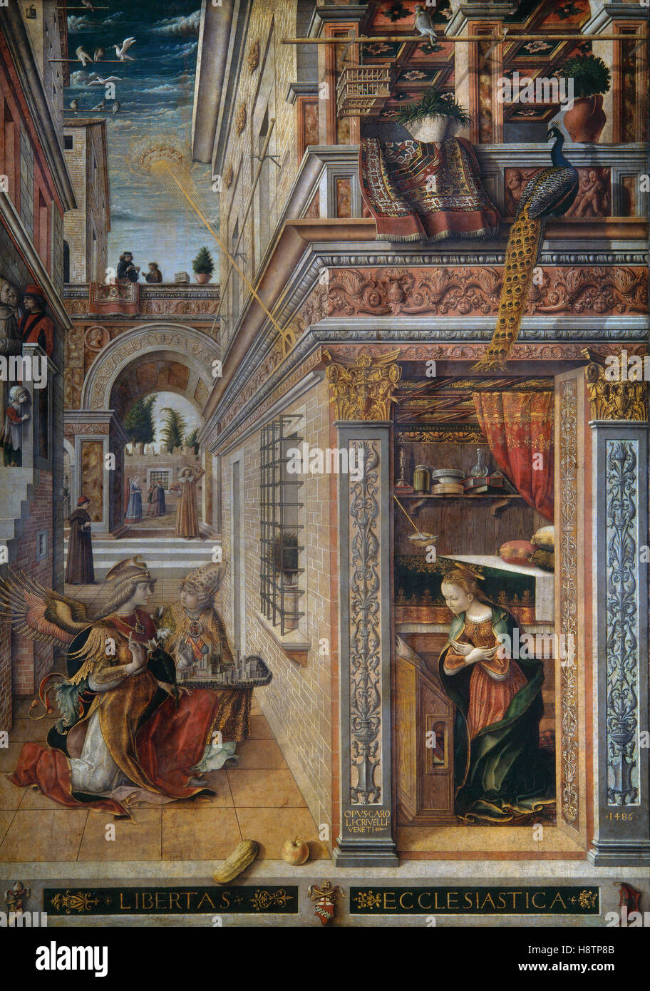 Carlo Crivelli ( 1435 - 1495 ) The Annunciation with Saint Emidius 1486 Stock Photo