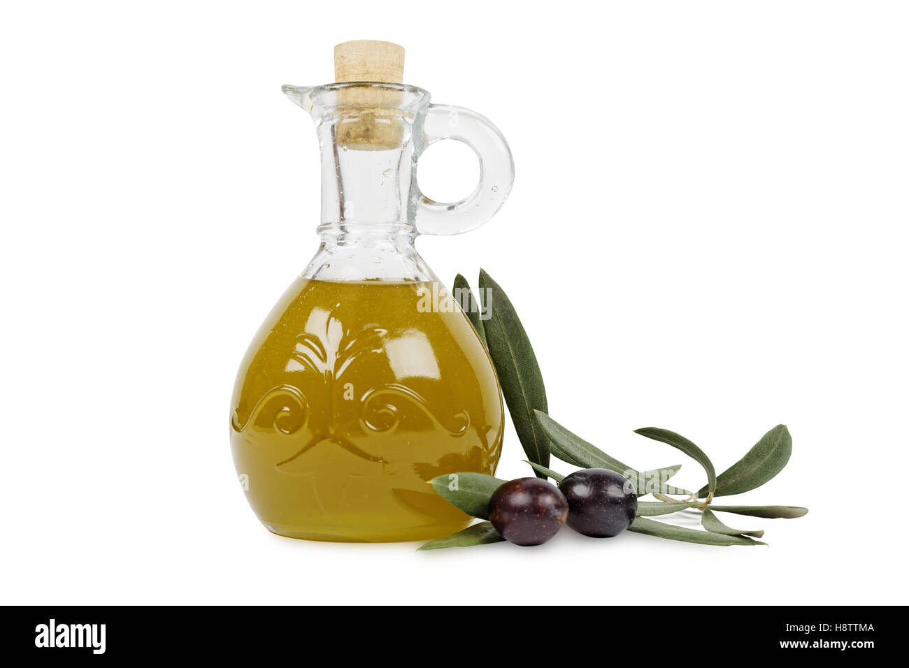 olive oil, olives and olive branch isolated on white background Stock ...