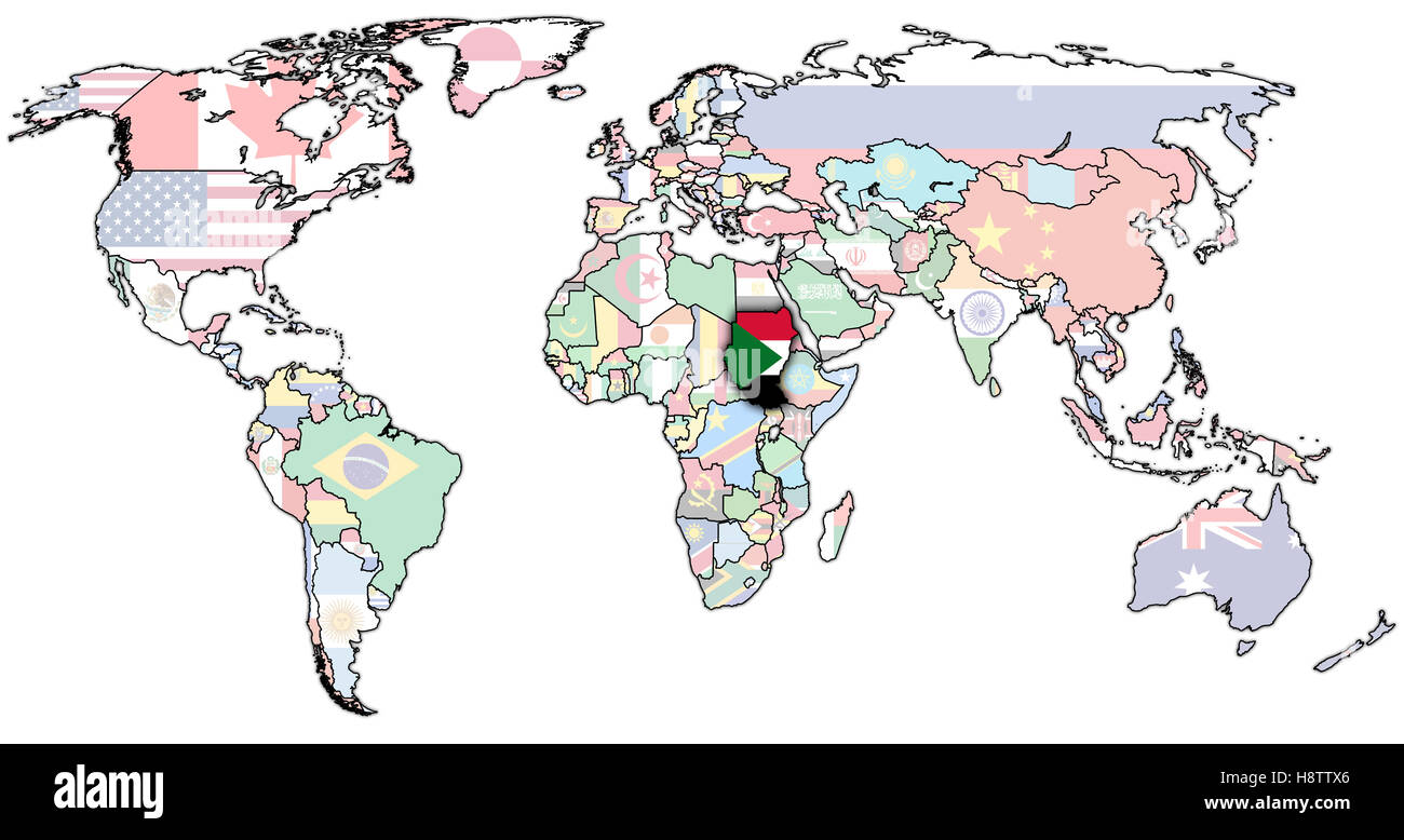 Old Political Map Of World With Flag Of Sudan Stock Photo Alamy Old Political Map Of World With Flag Of Sudan H8TTX6