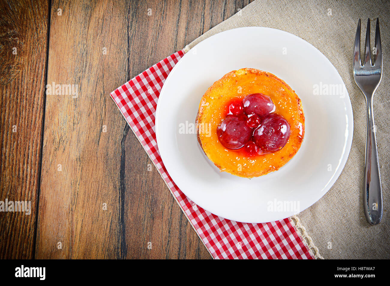 Fruit Cake on Vintage Retro Woody Background Stock Photo Alamy