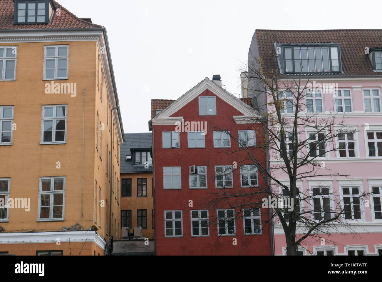 Buildings featuring typical Danish colours, Copenhagen Stock Photo