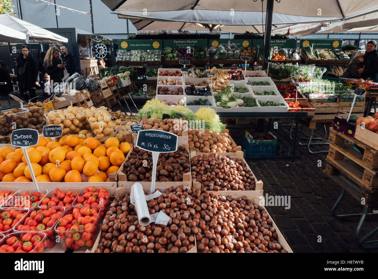 A fruit stall at the Torvehallerne market, Copenhagen Stock Photo