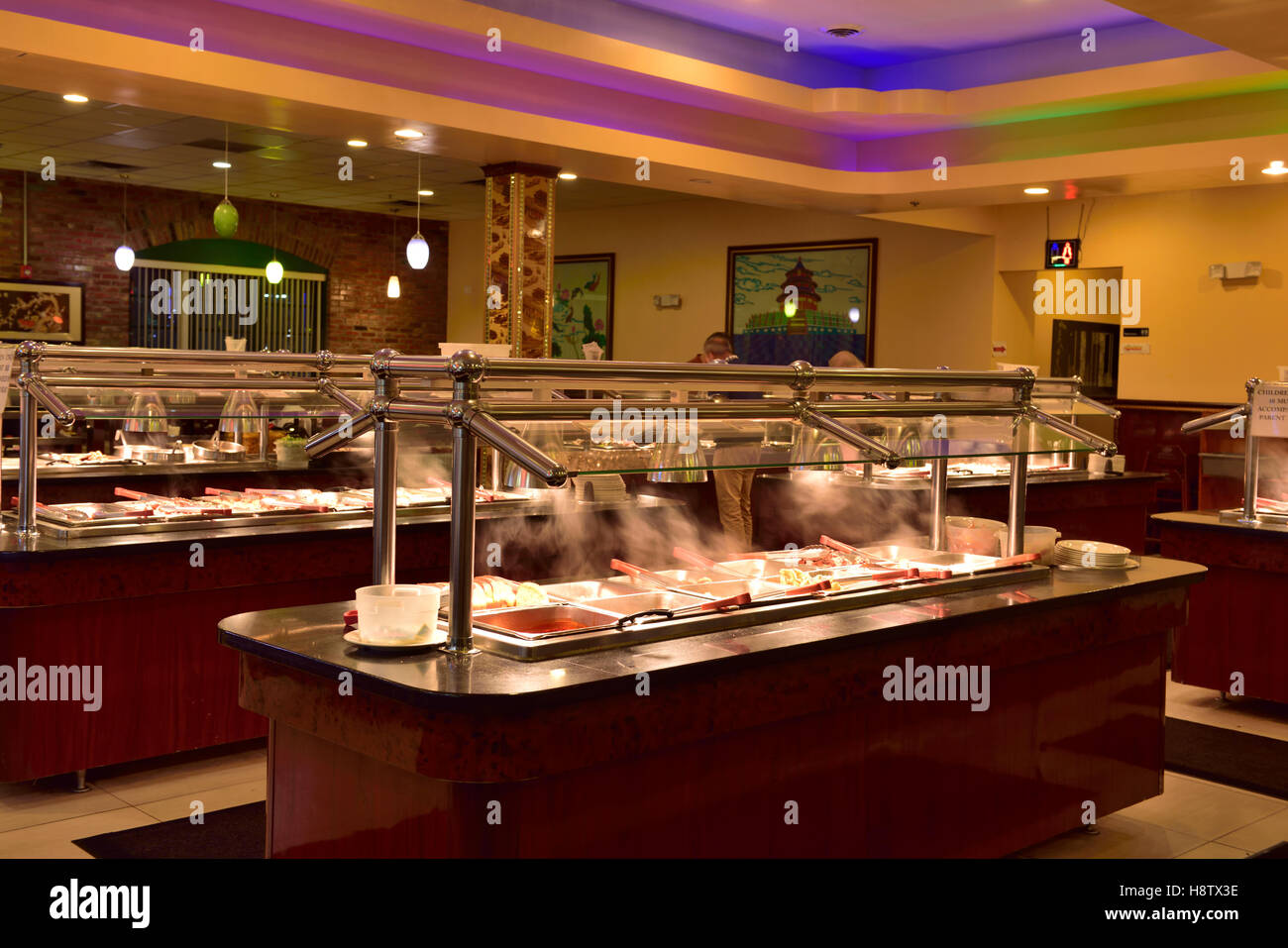 Self service buffet style food display in Chinese “all you can eat” restaurant, Chicago, Il, USA Stock Photo