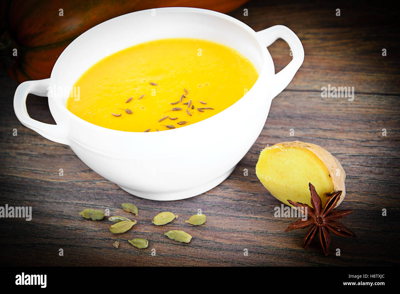 Diet and Healthy Organic Food Pumpkin Soup Stock Photo Alamy