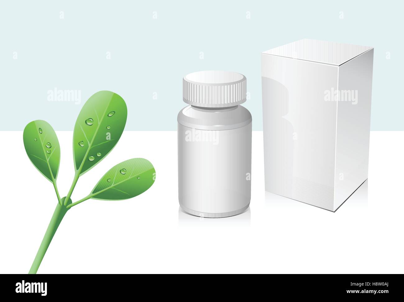 Natural medicine bottle and box without labels Stock Vector