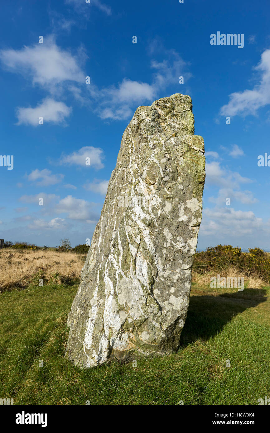 St Breock Downs Monolith, Cornwall, England Stock Photo