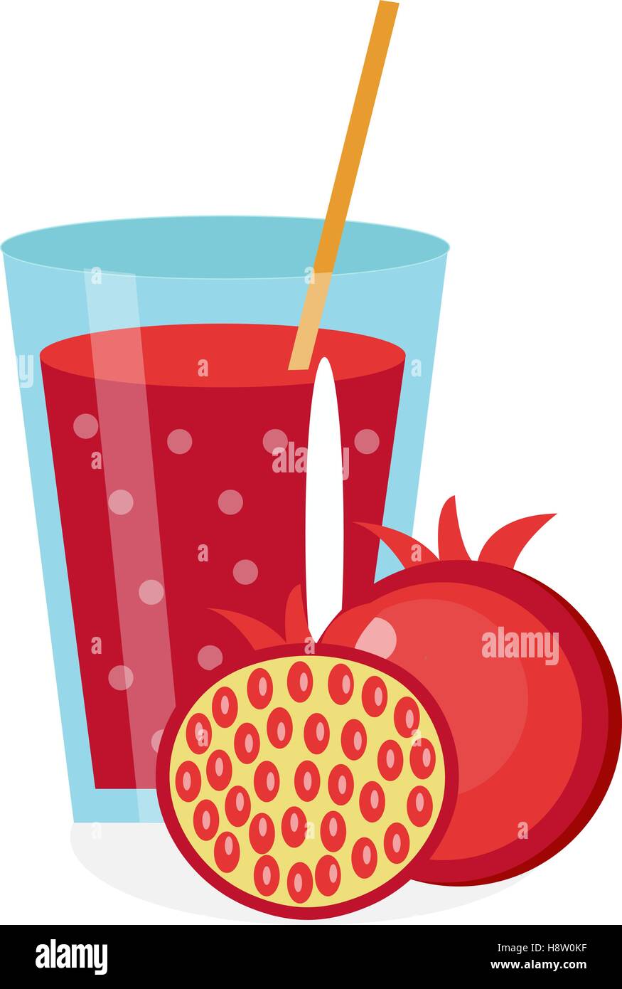 Pomegranate juice in a glass. Fresh   isolated on white background.  fruit and  icon.  drink,  compote. Grenadine cocktail. Vector illustration Stock Vector