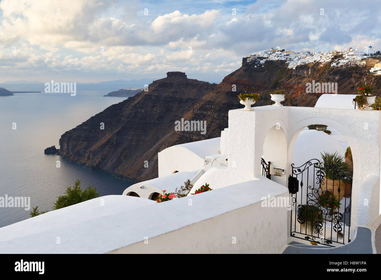 Imerovigli village on Santorini island, Greece. Stock Photo