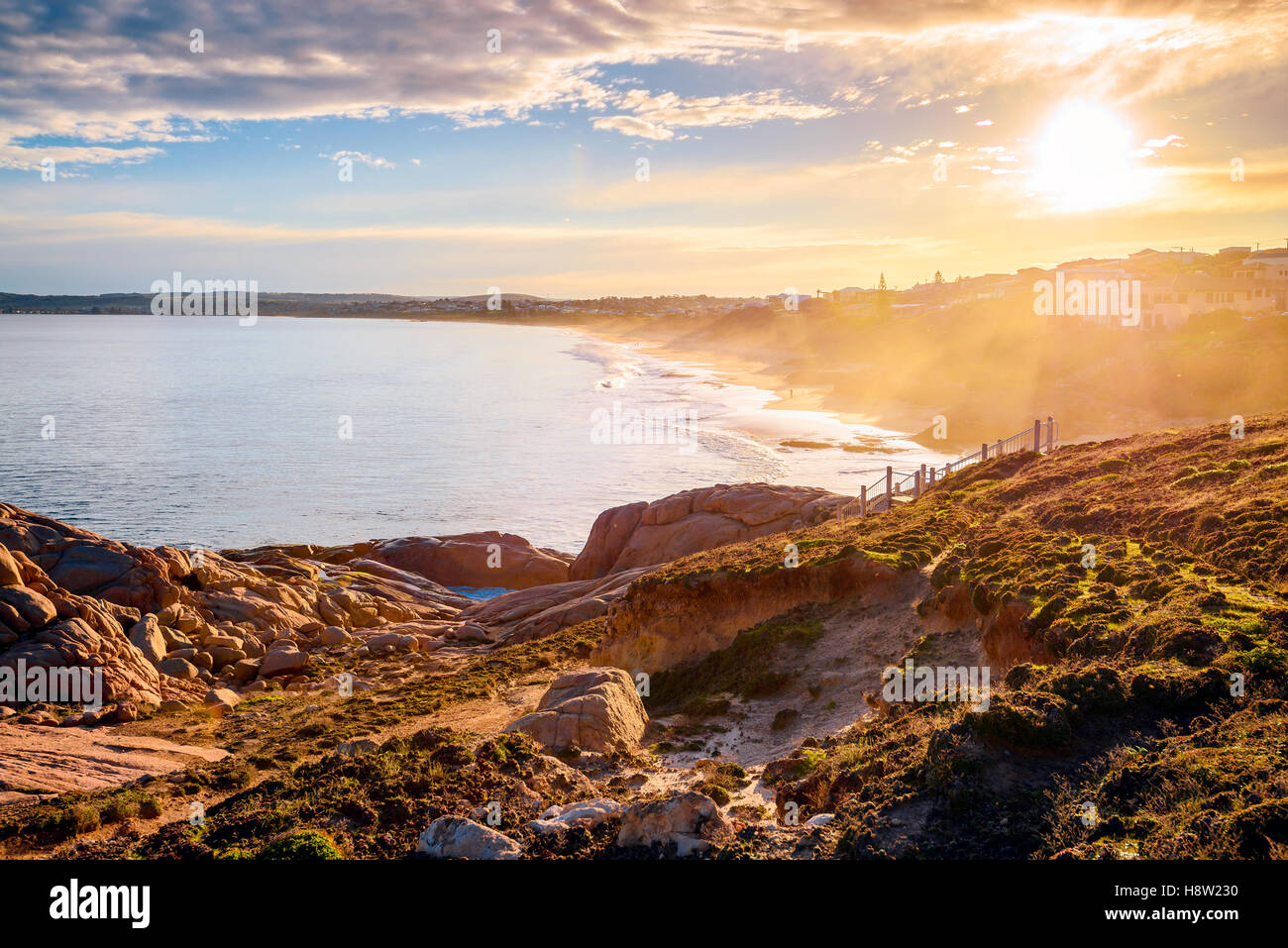 Picturesque sunset at Port Elliot, Horseshoe Bay, South Australia Stock