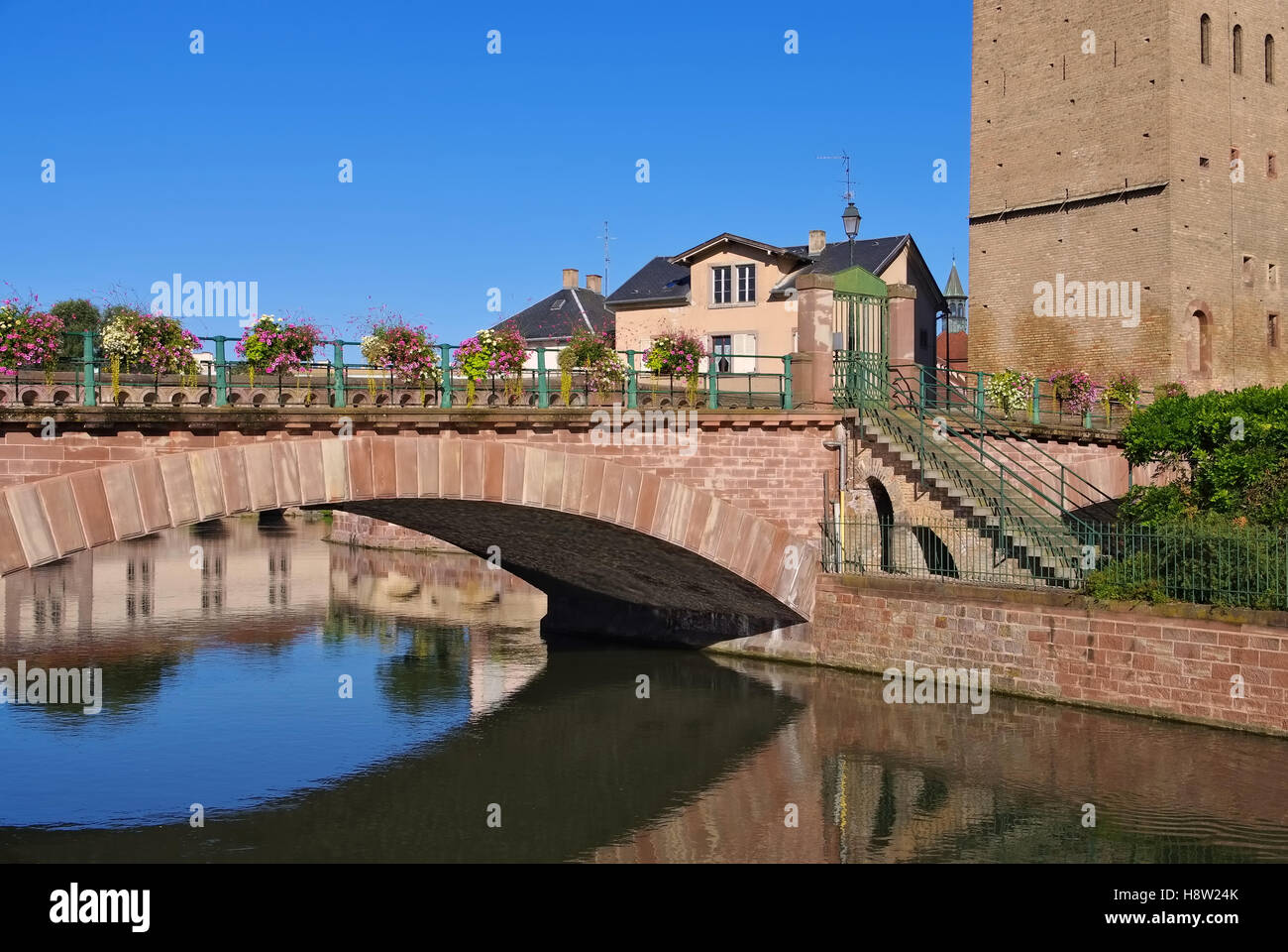 Gedeckte Bruecken in Strassburg im Elsass - Ponts Couverts in Strasbourg, Alsace, France Stock Photo