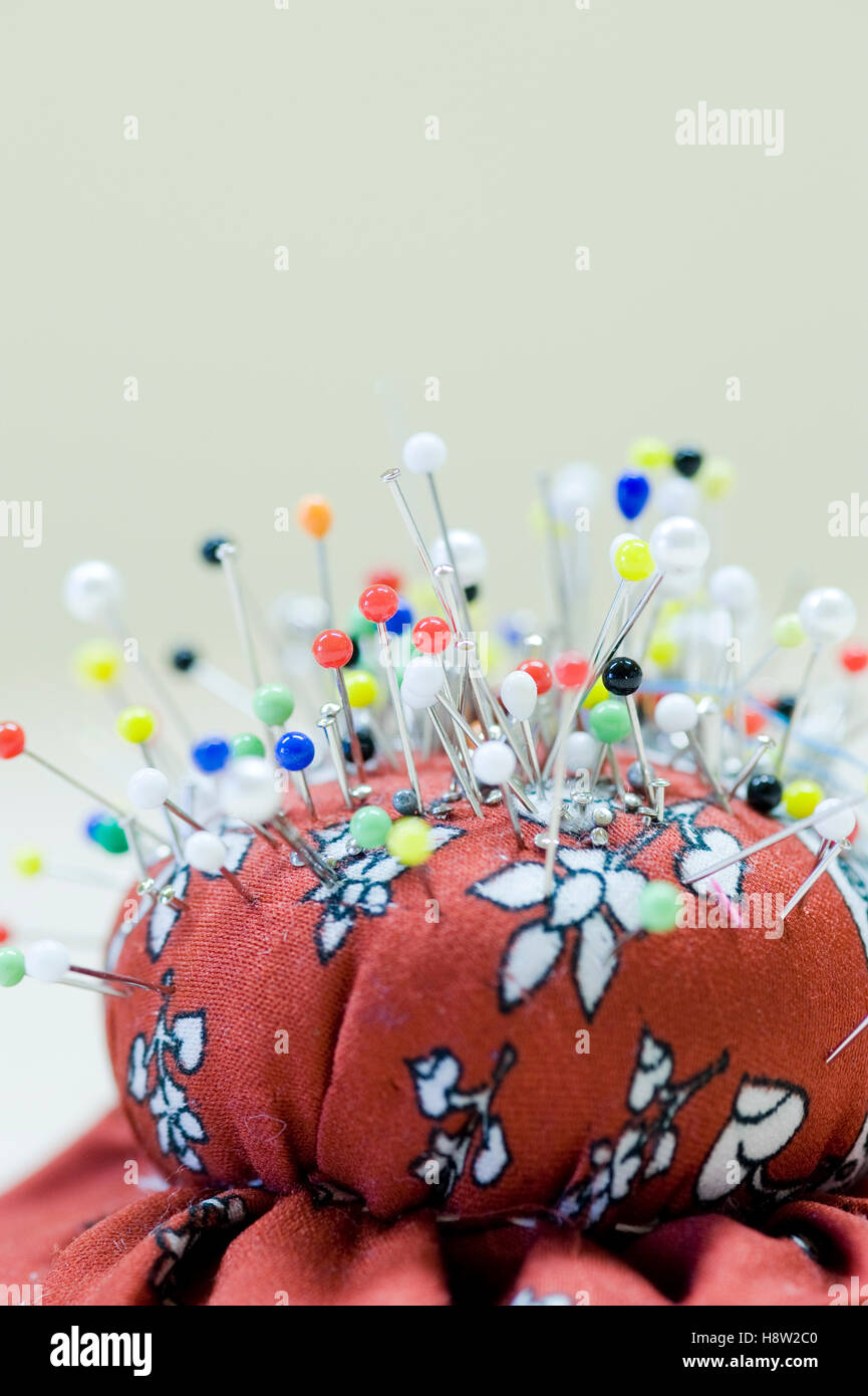 Pins in pincushion Stock Photo Alamy