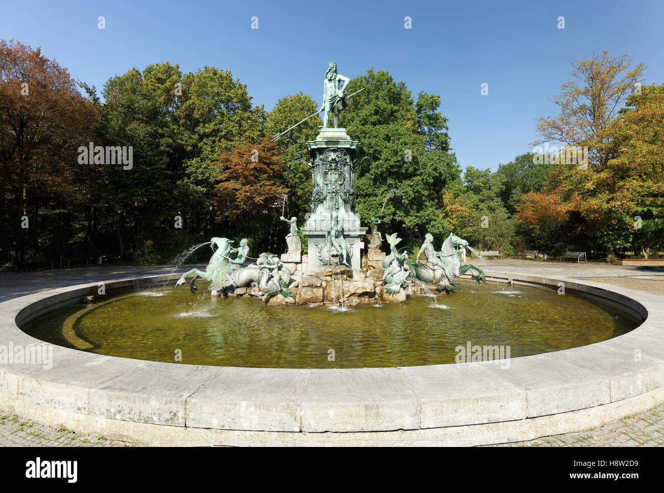Neptune Fountain, municipal park, Nuremberg, Middle Franconia, Franconia, Bavaria, Germany Stock Photo