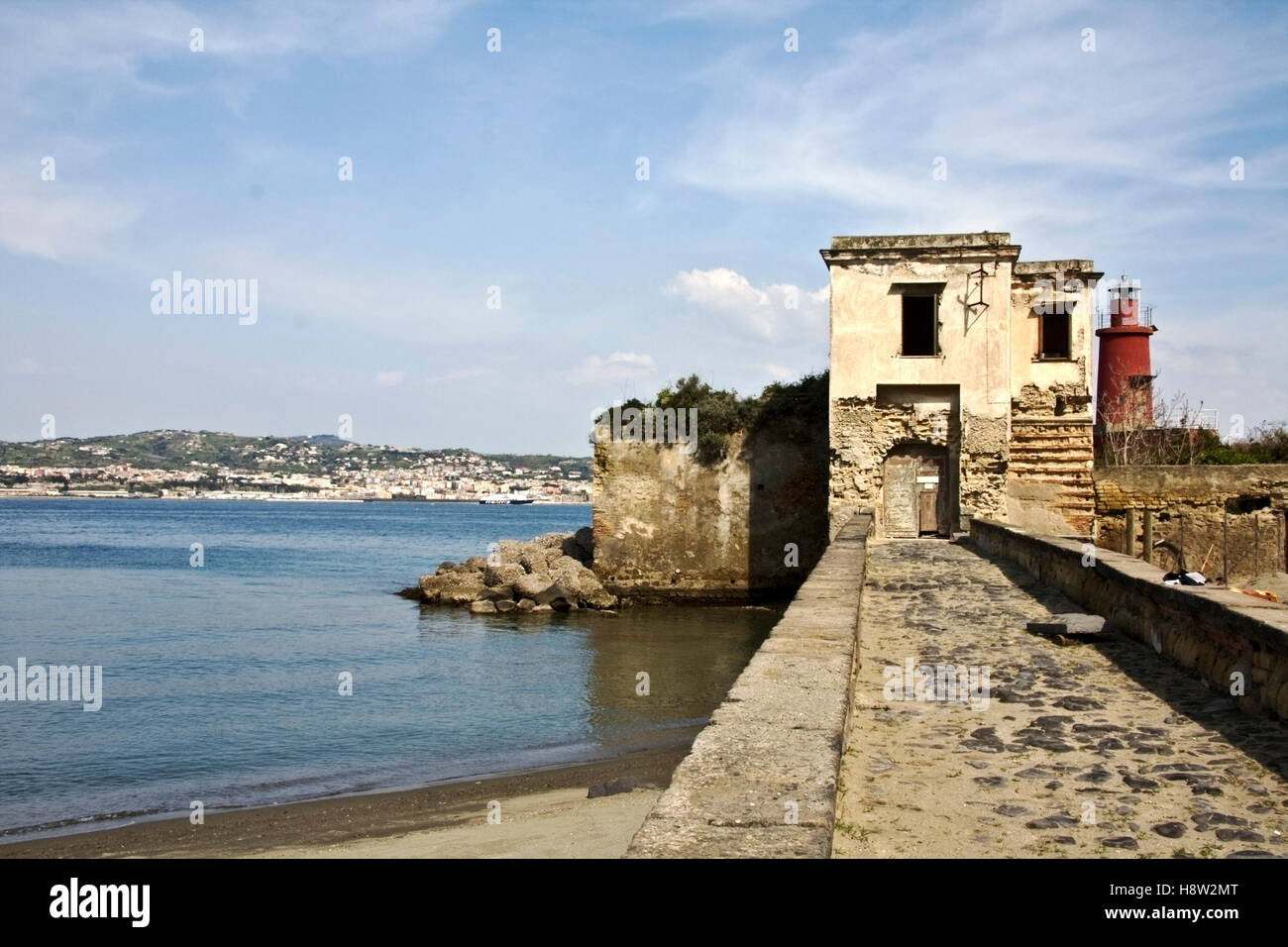 Lighthouse keeper house, deserted, in Baia, Bacoli, Pozzuoli, Gulf of