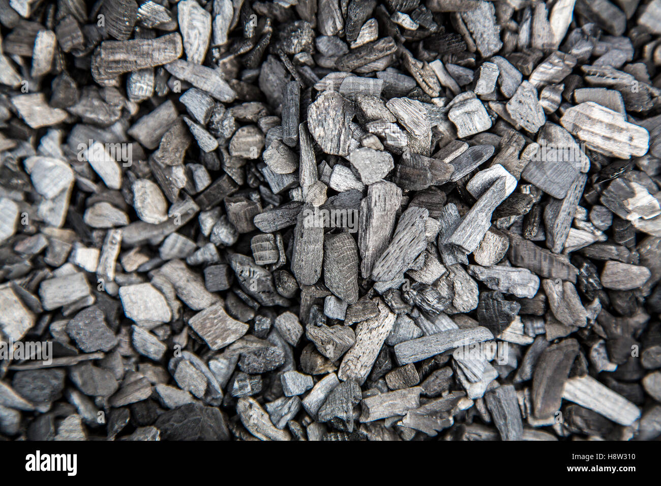 Charcoal, made in a charcoal burner, charcoal kiln, pit, made from beech wood, Stock Photo
