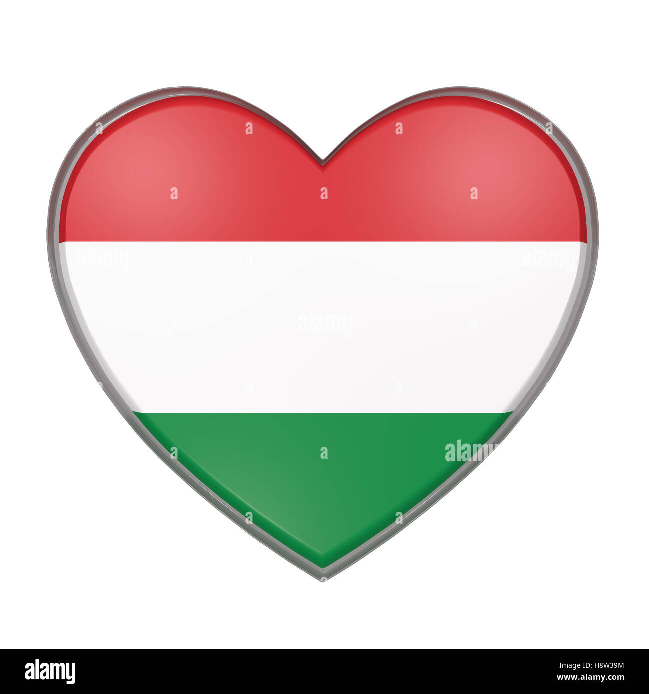 3d rendering of a Hungary flag on a heart. White background Stock Photo ...